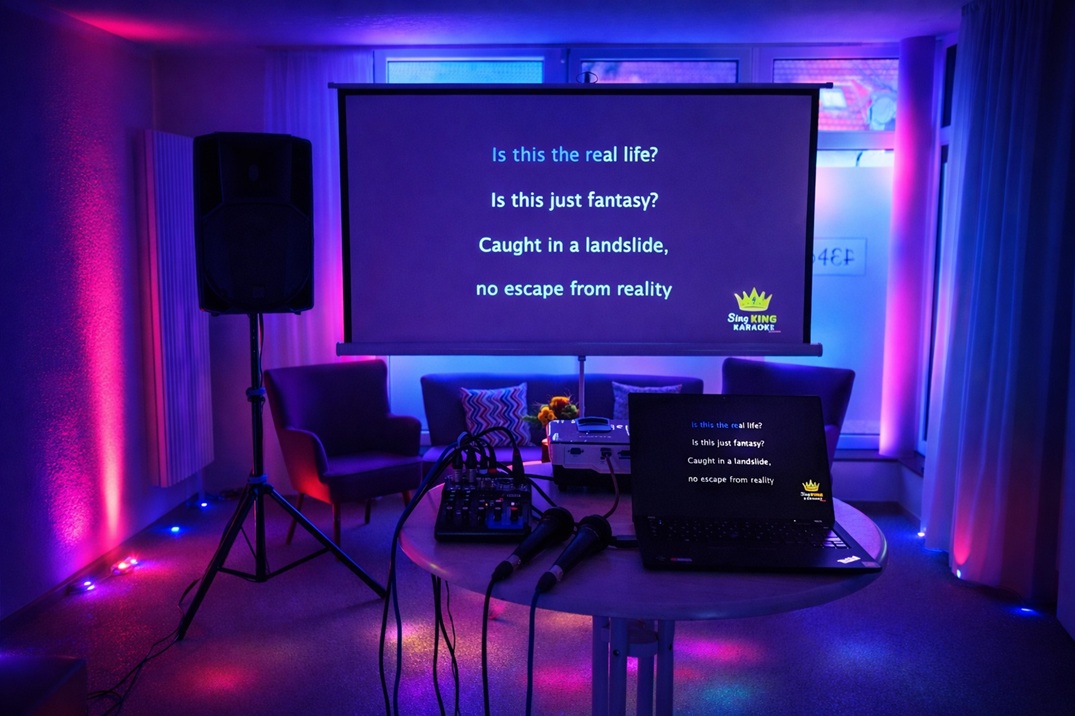 Karaoke Set mit Mikrofonen und Beamer für Partys in Aachen